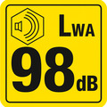 Lydniveau: 98 dB (LWA)